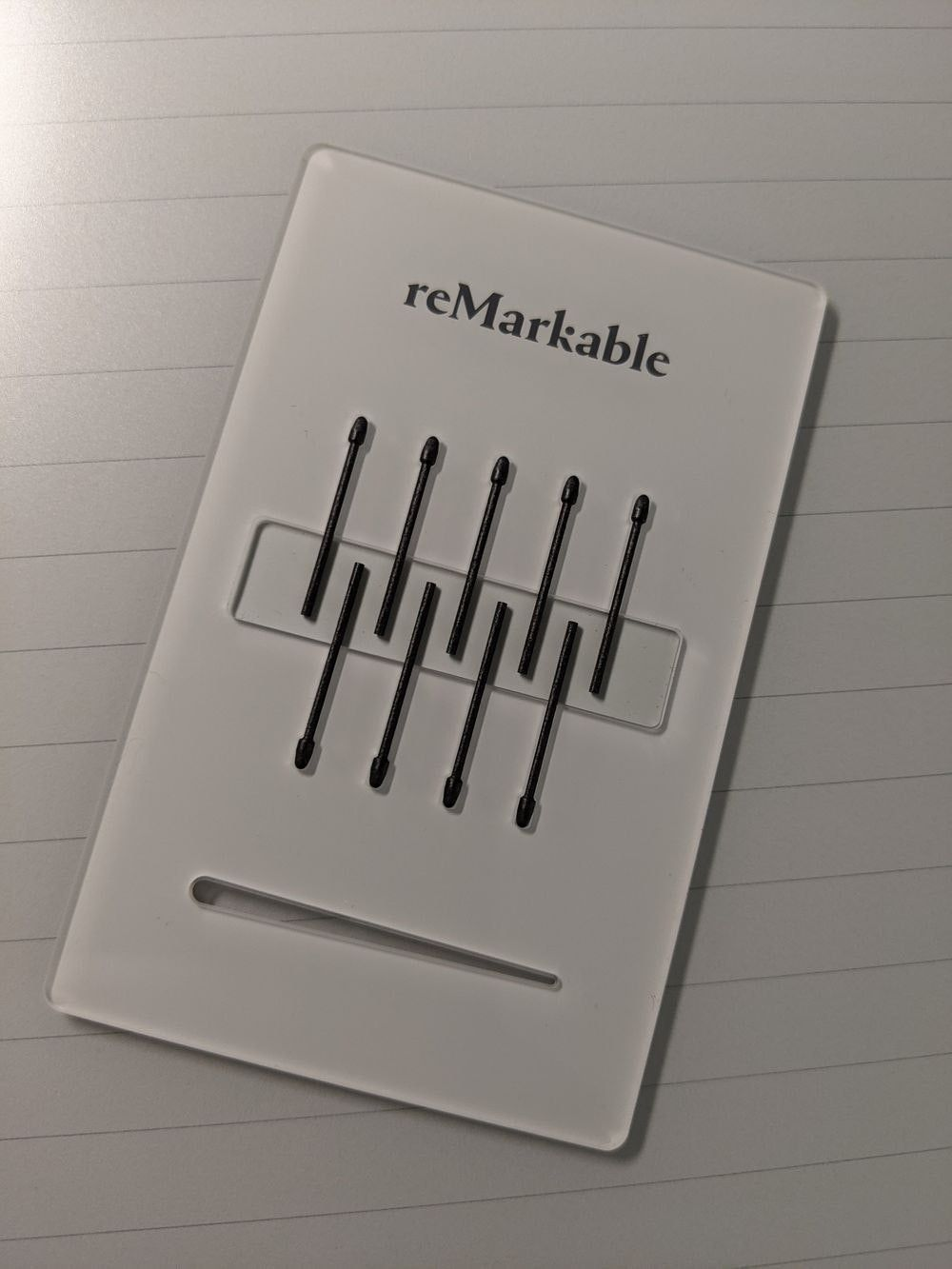 A photo of the reMarkable 2 marker replacement tips.